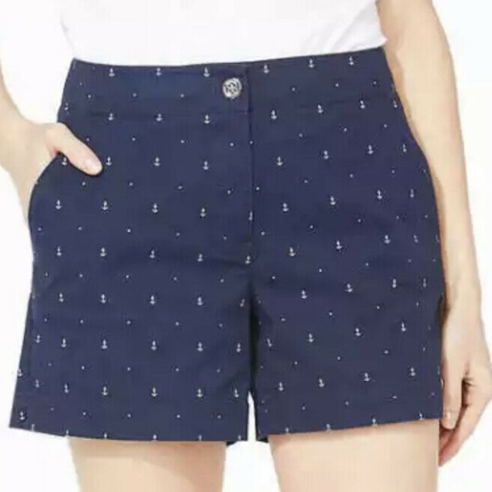 Nautica Navy Cotton Stretch Twill Anchor Shorts